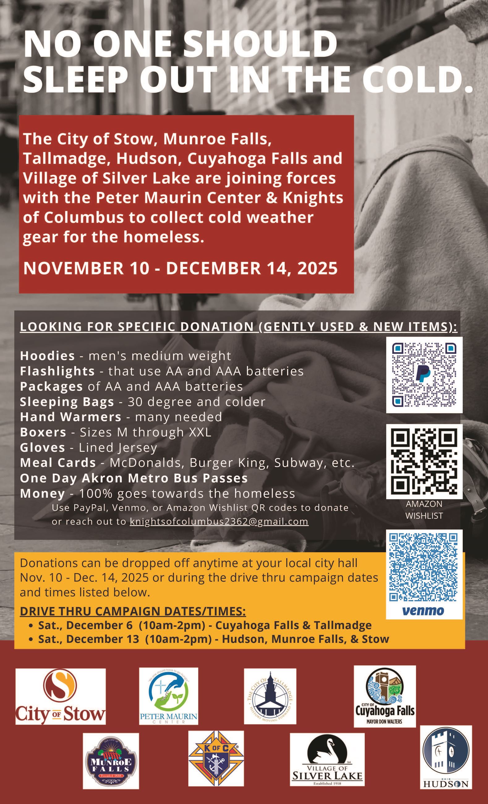 Homeless Winter Wear Drive Flyer